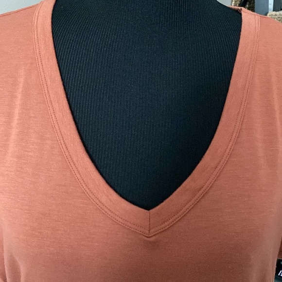 Sonoma Chiffon Tropical Floral Topper Cardigan SO Pumpkin Spice Color V-Neck Tee - Picture 7 of 8